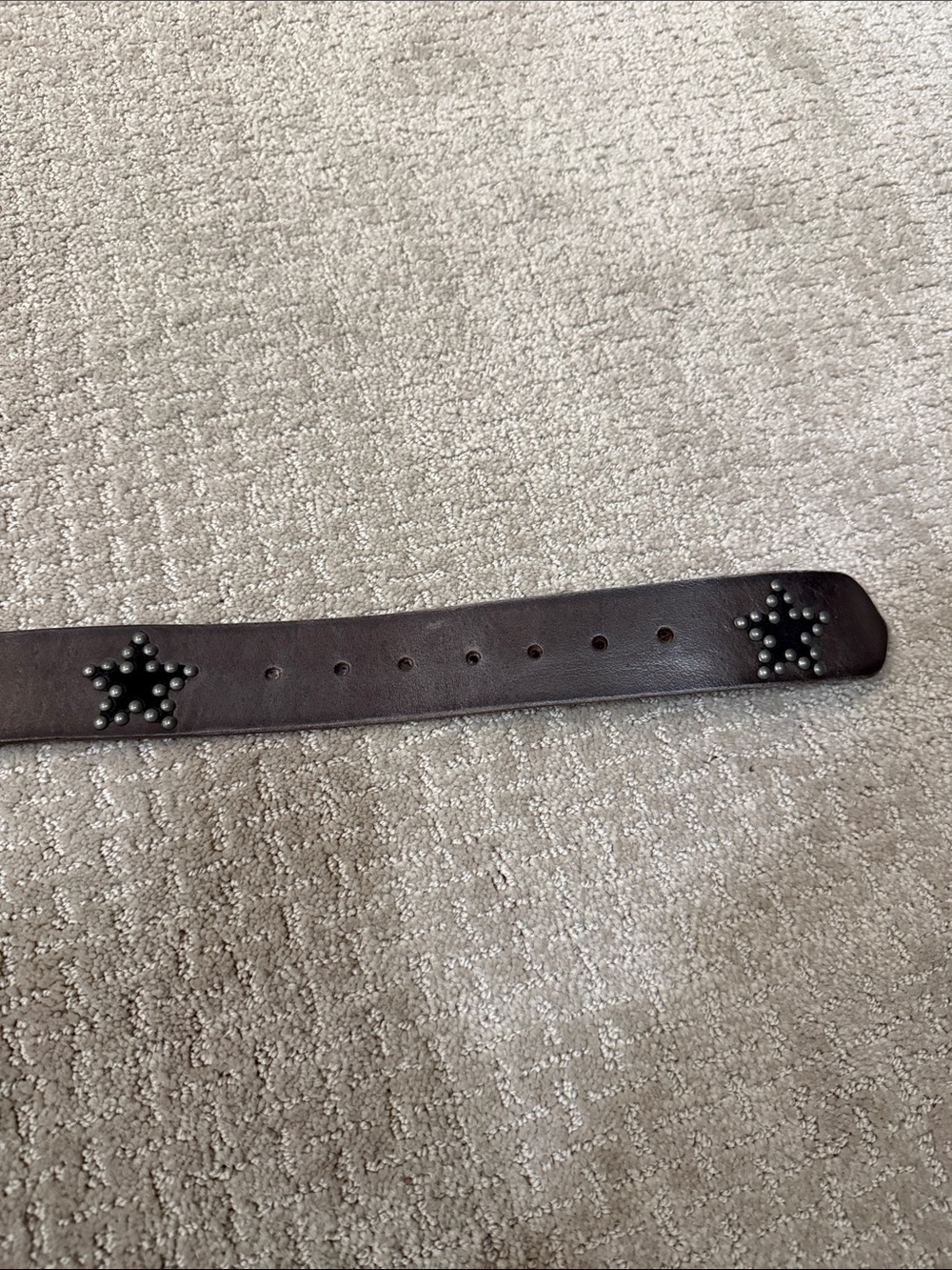 Free People Dark Brown Leather Studded Belt with Geometric Buckle - Picture 2 of 3